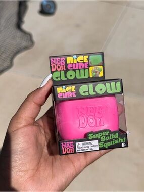Pink NeeDoh Glow Nice Cube Super Solid Squish